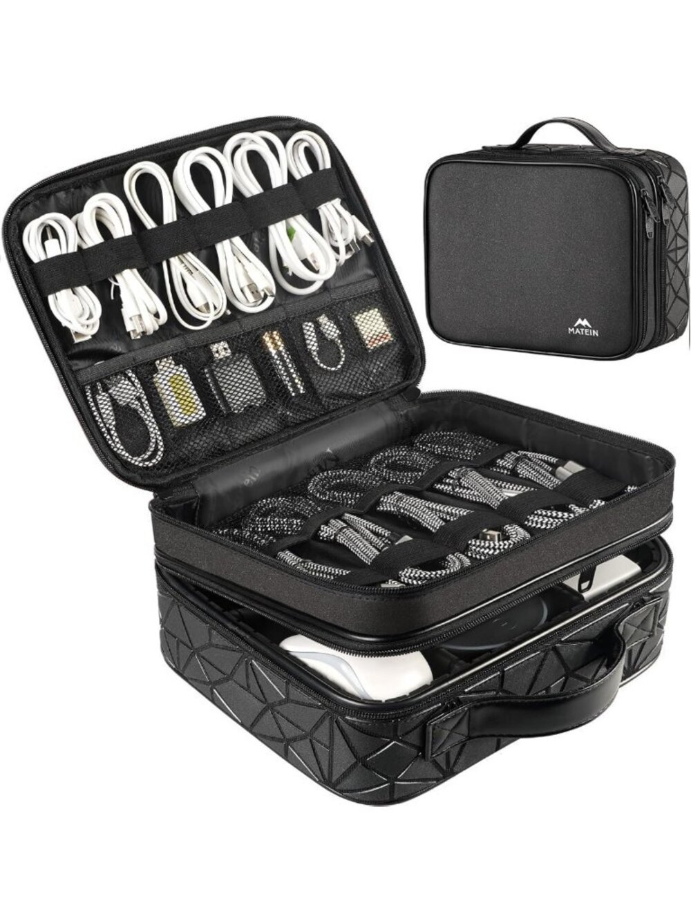 Large DJ Cable Organizer Case with Adjustable Dividers - Travel Storage Bag